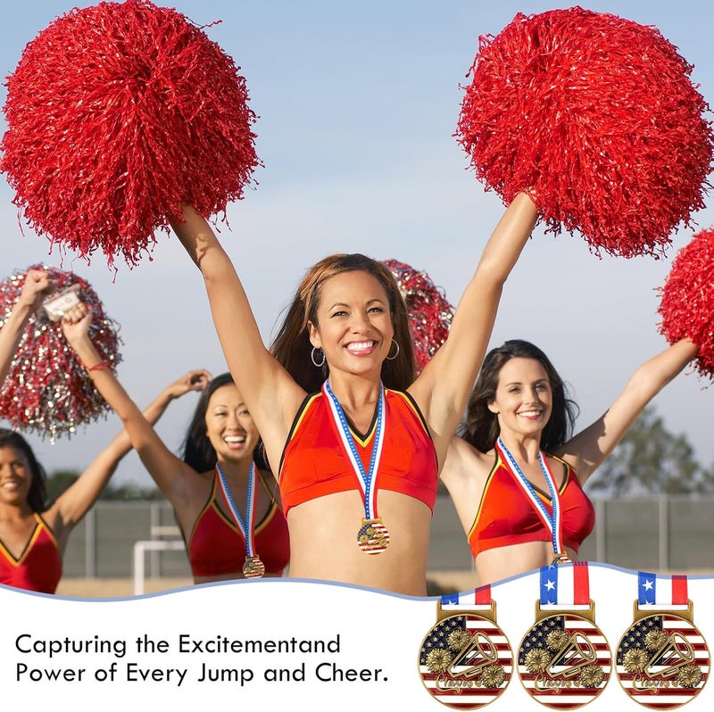 Loetere 30 Pieces Patriotic Medals Gold Medals Bulk Trophy with Neck Ribbons Spirit Medallion with Stars Stripes American Flag for Sports Trophy Participation Winner Gift - Image 5